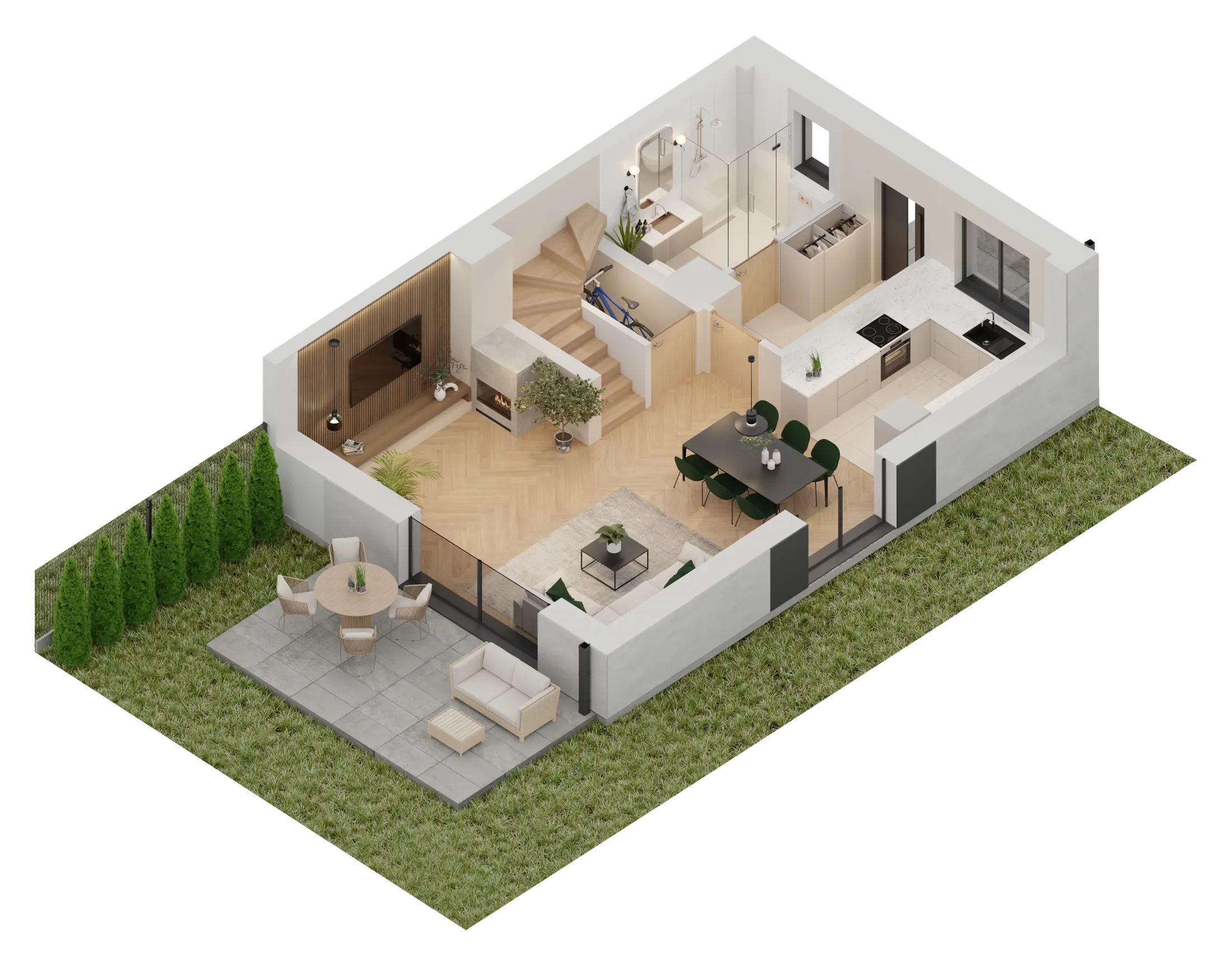 Rzut 3D – Lokal A, parter